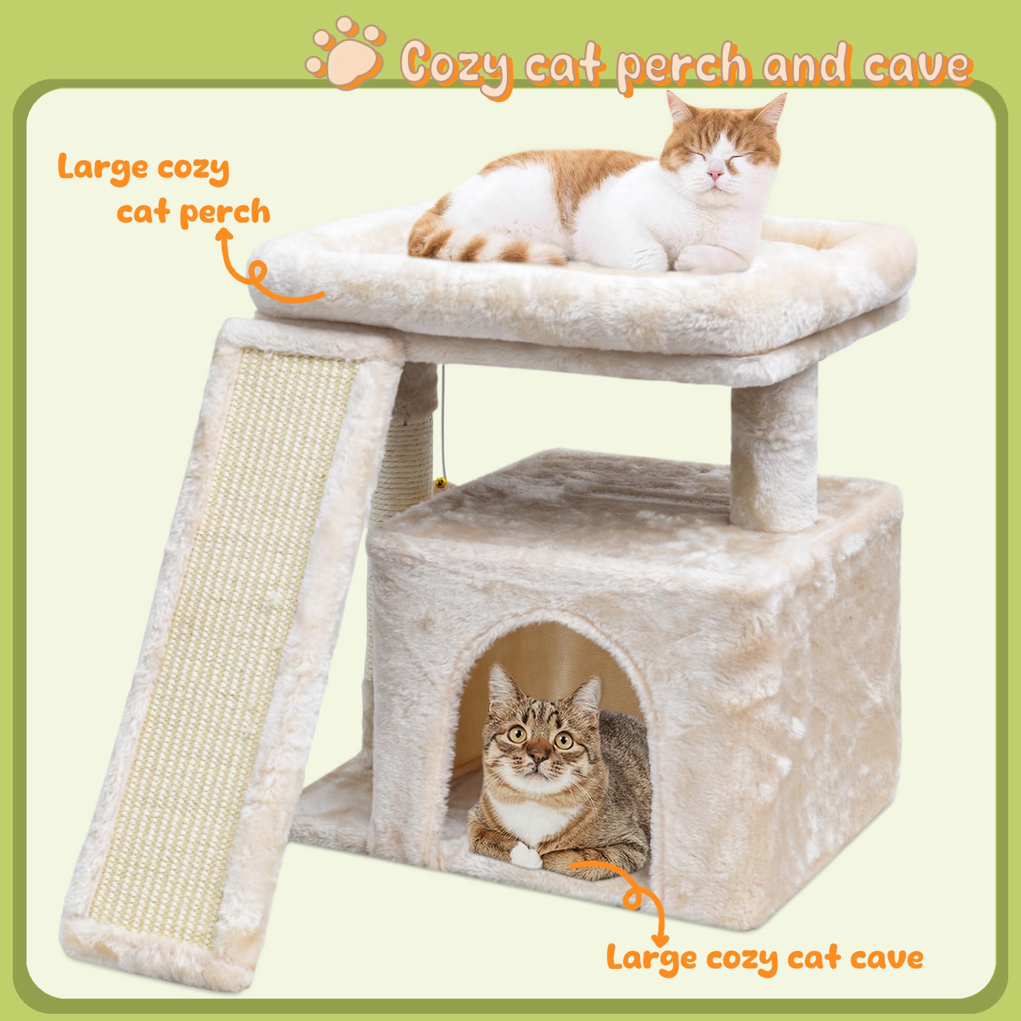 Small Cat Tree For Indoor Cats,Cat Tower With Cat Scratching Post And Board,Cat House With Cat Perch For Kitten & Adult Cats, Ca